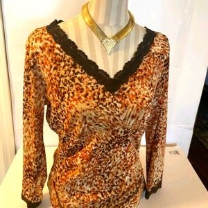 Nine West Cheetah Print Shirt